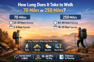 How Long Does It Take to Walk 70 Miles or 250 Miles