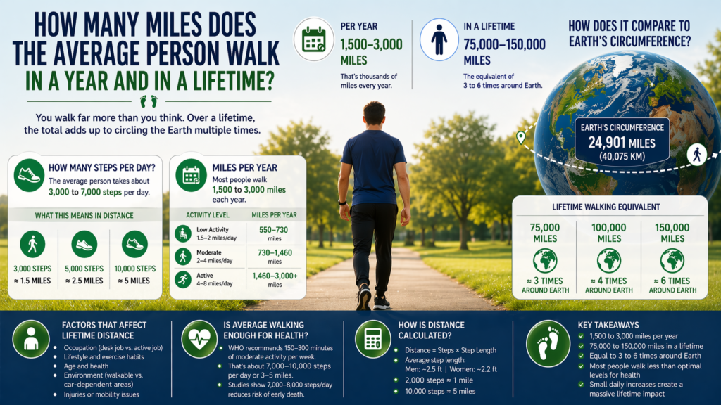 How Many Miles Does the Average Person Walk in a Year and in a Lifetime