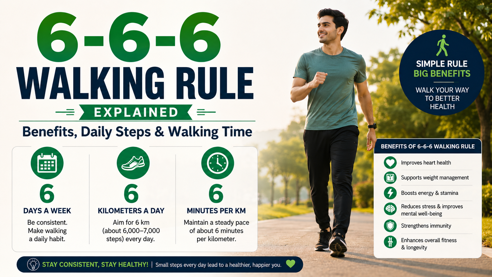 6-6-6 Walking Rule Explained Benefits, Daily Steps & Walking Time