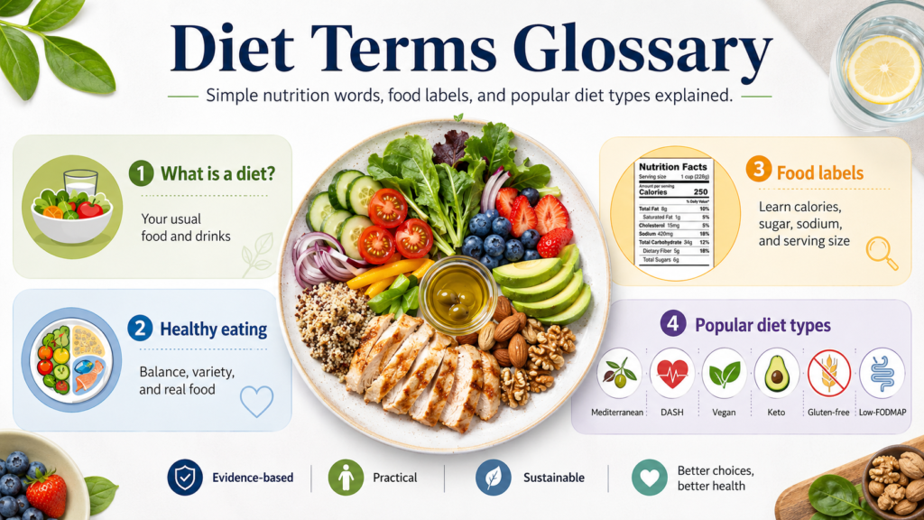 Diet Terms Glossary: Simple Nutrition Words, Food Labels, and Diet Types