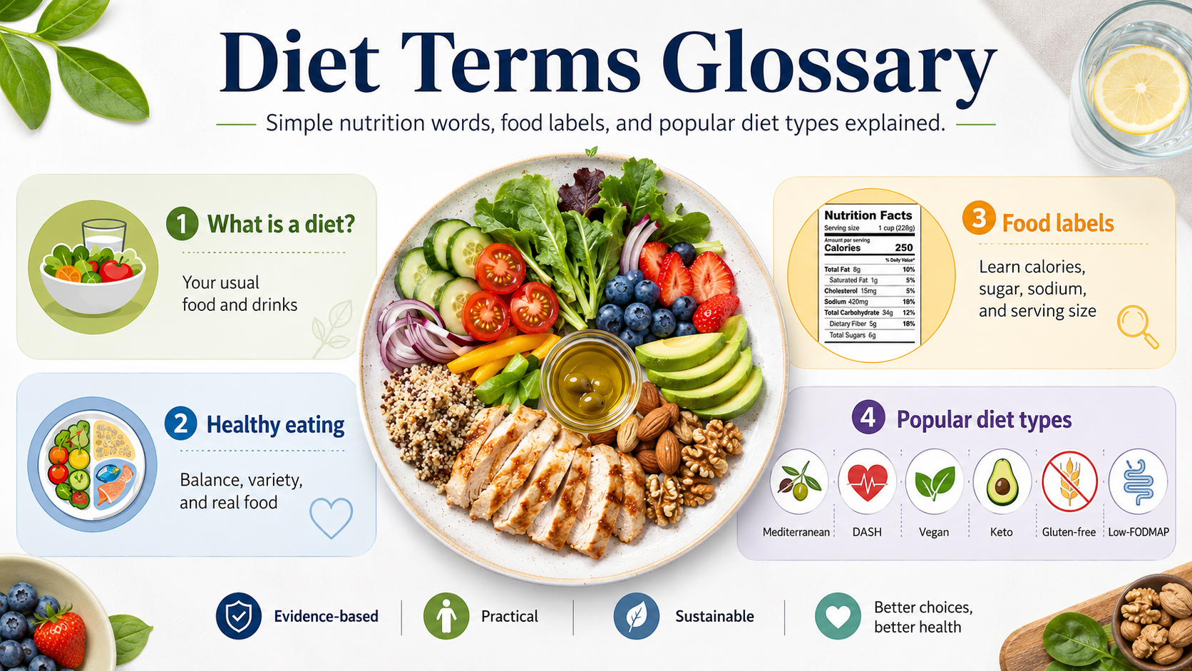Diet Terms Glossary: Simple Nutrition Words, Food Labels, and Popular Diet Types Explained