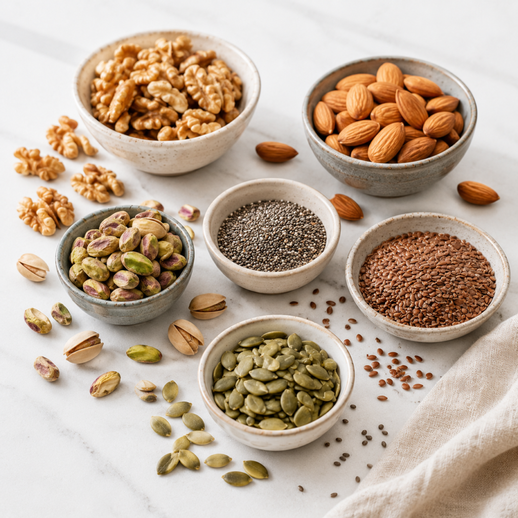 Nuts and seeds are helpful after 60 because they give you healthy fats, protein, fiber, magnesium, zinc, and antioxidants.