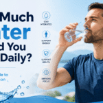 Daily hydration guide with refreshing water imagery