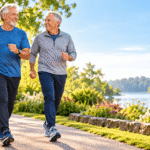 60 +Senior Friends Jogging Lakeside