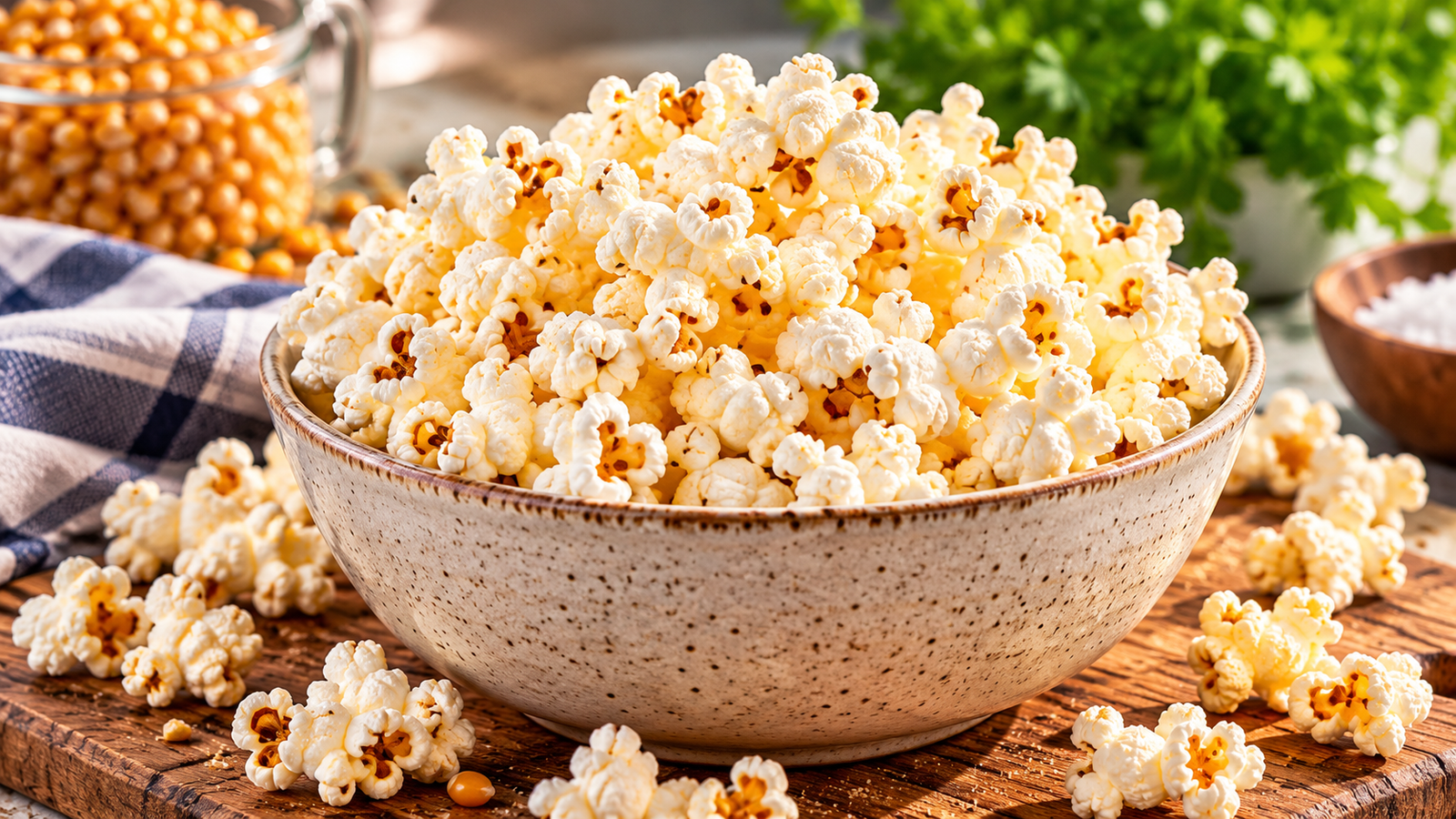 Rustic Bowl of Fresh Popcorn